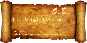 Oszlányi Dárius névjegykártya